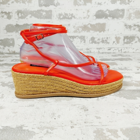 New Nine West Alexx3 Red Strappy Platform Wedge Sandals F802 - Picture 5 of 12